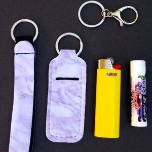 5 for $25 Stocking Stuffers Wrist Strap Lip Balm Holder Keychain Purple Tie Dye